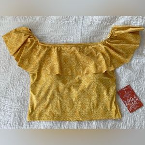 Kortni Jeane, XL, ruffled around top, golden pineapple, BNWT